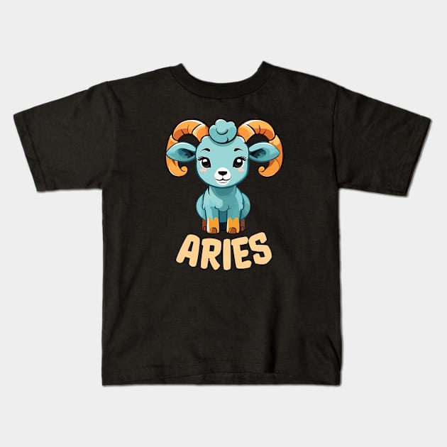 Aries Zodiac Sign Kids T-Shirt by ElCrocodel